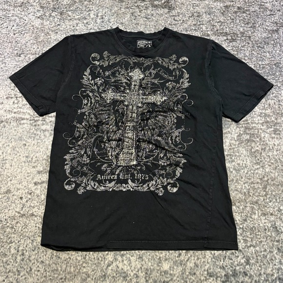 Avirex Other - Vintage Avirex T Shirt Mens Large Black Cross Y2K Grunge Goth Skater